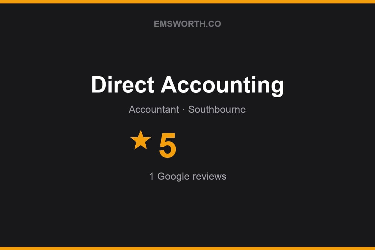 Branded Emsworth.co rating card for Direct Accounting — 5 stars, 1 Google reviews